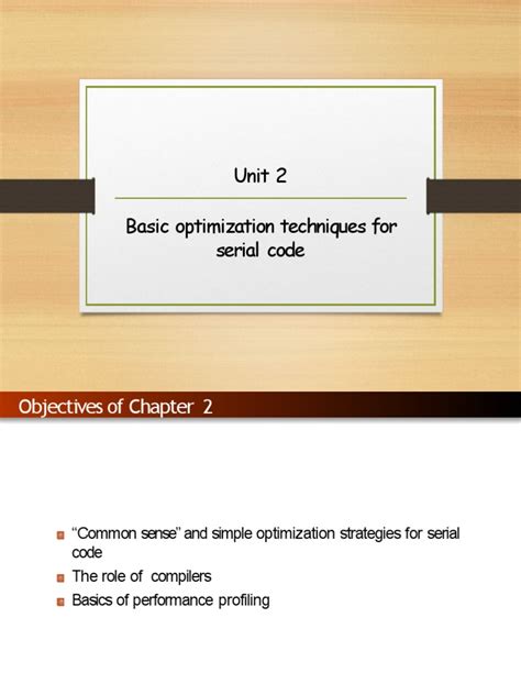 basic optimization techniques for serial code