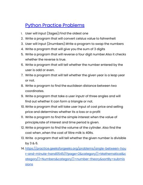 basic python problems for practice