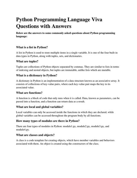 basic python viva questions and answers pdf