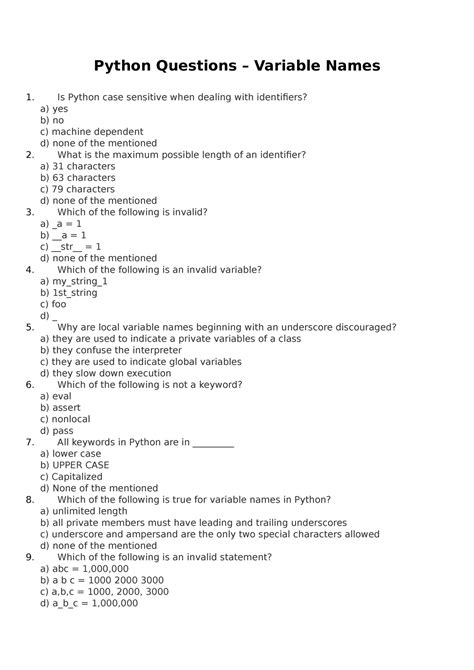 basic questions of python