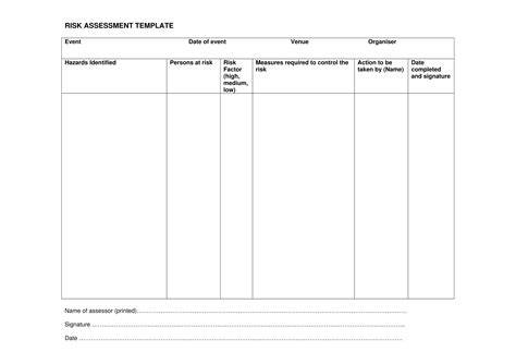 basic risk assessment form template