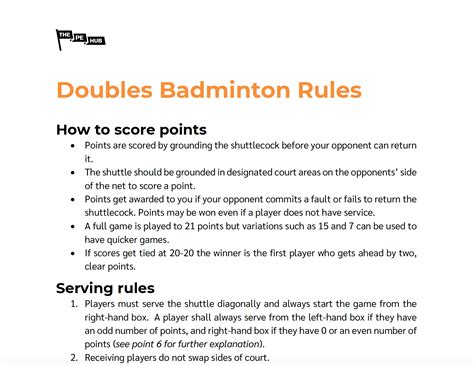 Basic Rules Of Badminton Doubles