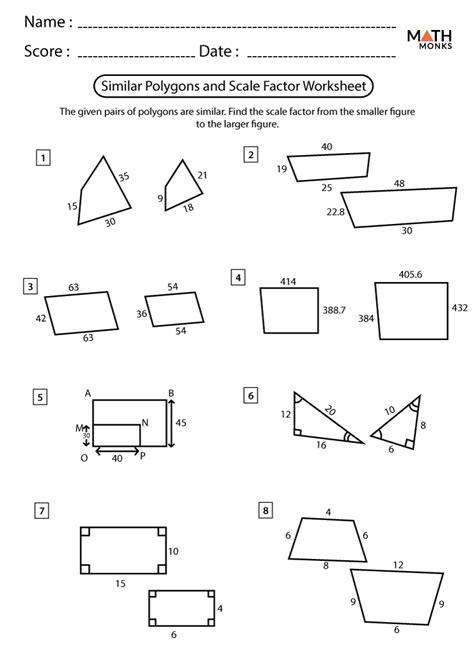 Basic Scale Factor Worksheet Printable