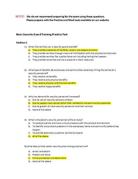 basic security training exam questions bc