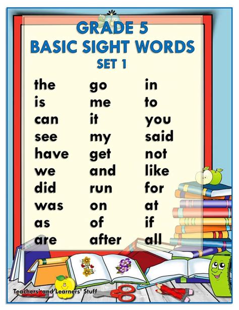 basic sight words for grade 7
