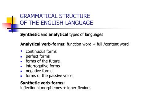 basic structure of english language with examples