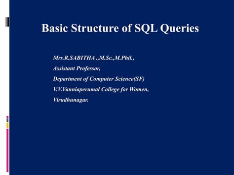 basic structure of sql queries in dbms