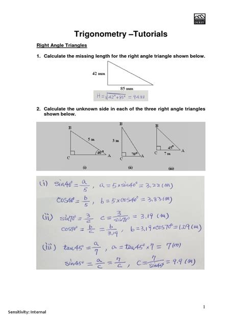 Basic Trigonometry Tutorial Pdf