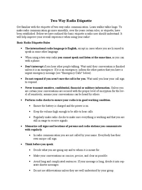 Basic Two Way Radio Etiquette