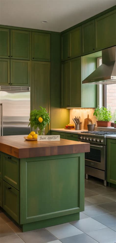 Basil Green Kitchen Cabinets