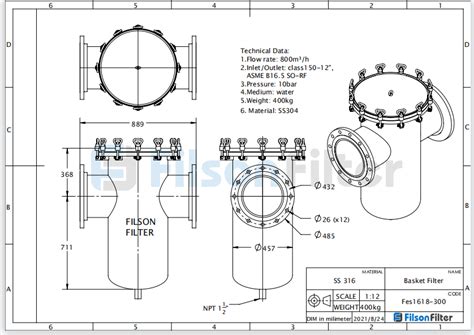 Basket Strainer Autocad Drawing