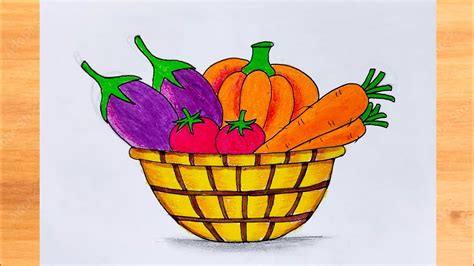 Basket Vegetables Drawing