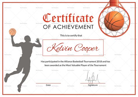 Amazing Basketball Achievement Certificate Templates Launcheffecthouston