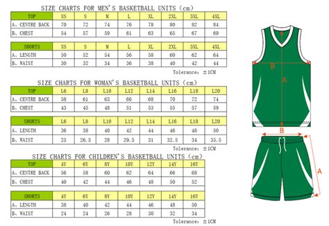 Basketball Jerseys Size Guide