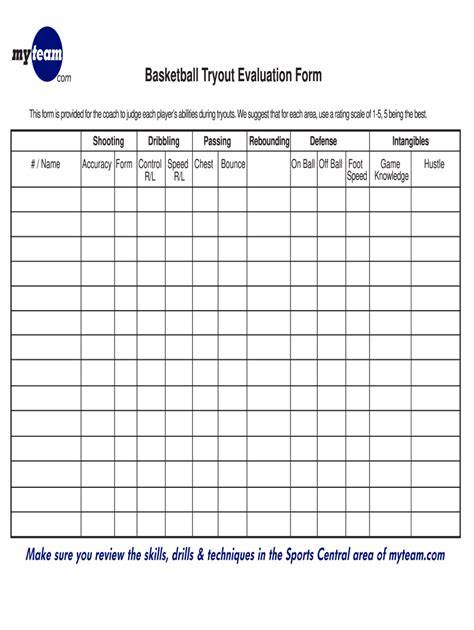 basketball tryout evaluation form template