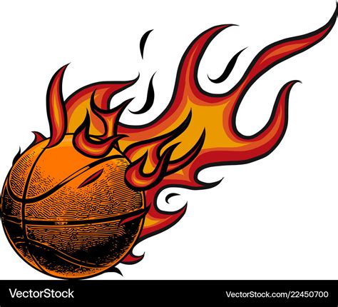 basketball with flames drawing