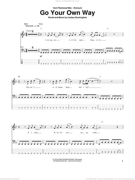 bass tab go your own way