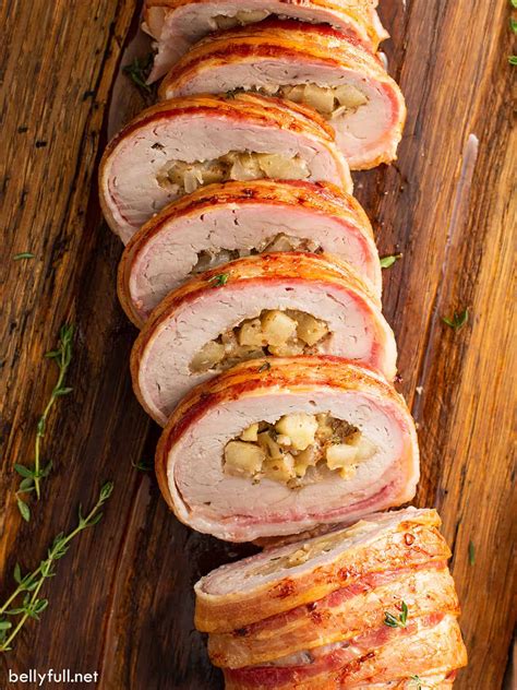 Basting bacon-wrapped pork filet