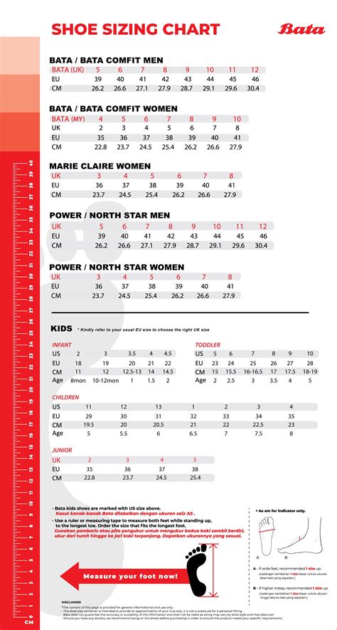 bata shoe size chart bangladesh