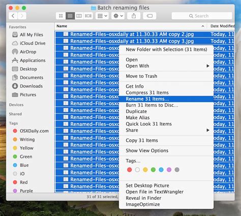 batch rename files from excel list mac