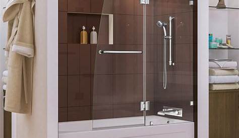 48"W x 58"H Frameless Pivot Bathtub Shower Door 5/16" Clear Glass