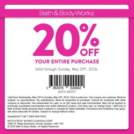 bath and body works coupon codes 20%