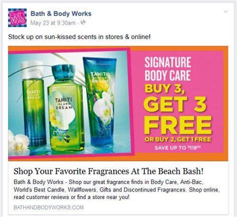 bath and body works facebook offer