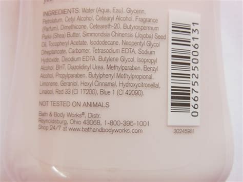 bath and body works lotion ingredients