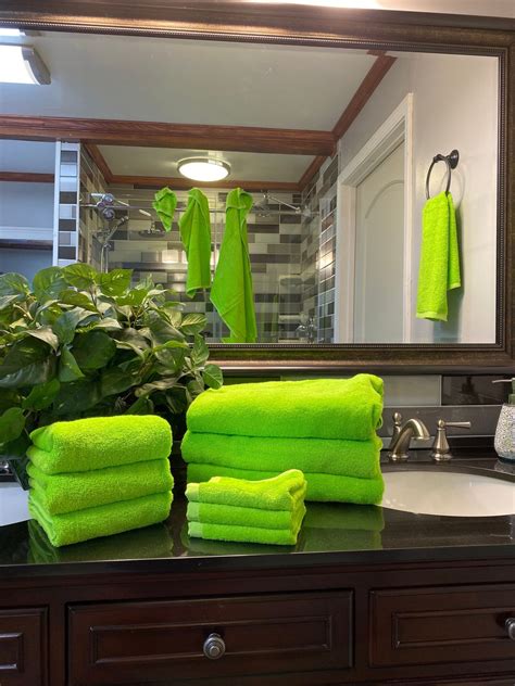 Bath Towels Green Lime