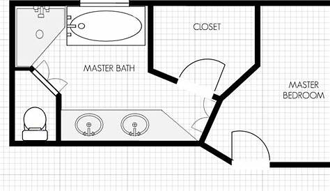 master bathroom layout plan with bathtub and walk in shower | Small