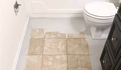 Painted Floor Tile Bathroom Makeover