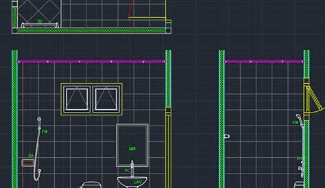 Plumbing layout of 3x3m bathroom plan is given in this Autocad drawing
