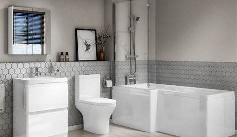 Dunham Complete Modern White Bathroom Suite with Right Hand L-Shaped