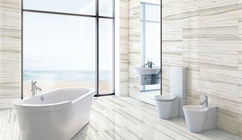 Light Grey Stone Look Bathroom Tiles , Porcelain Tile Flooring Anti Slip