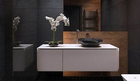 Black & Brass Black marble bathroom, Black tile bathrooms, Grey