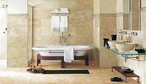 Bathroom With Travertine Floors Ivory Filled & Honed, 610x610x12mm Paving