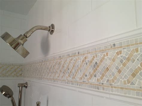 Washroom Design Tile Boarders / Double Shelf Recessed Shelf Glass Tile