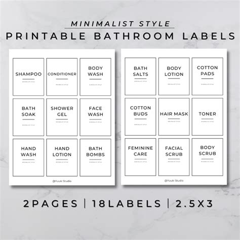 Bathroom Label Printables