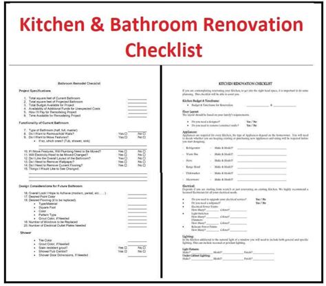 bathroom renovation materials checklist