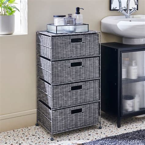 Bathroom Storage Grey Wicker