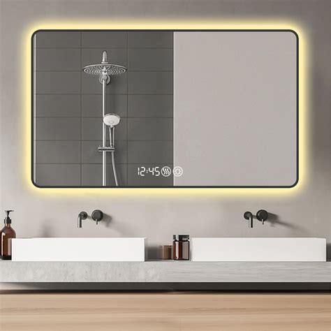 bathroom vanity mirror with led lights defogging functionality
