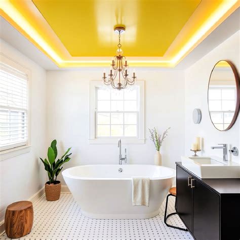 Bathroom Yellow Ceiling