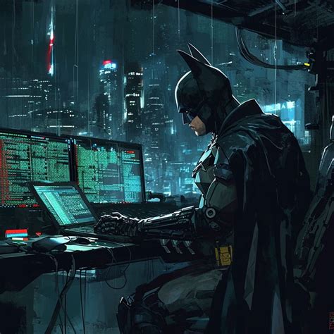 batman working on laptop