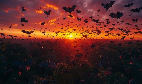 Bats Flying At Sunset