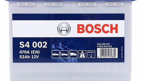 Bosch S4 002 Car Battery 12v 52Ah 470A (012 / 079, 552 400