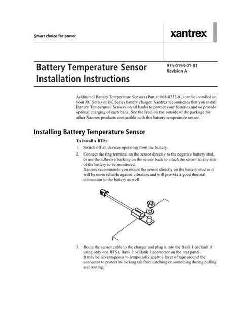 Battery Temperature Sensor Installation