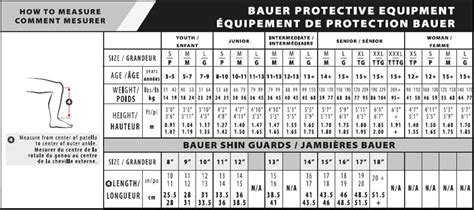 Bauer Shin Guard Sizing