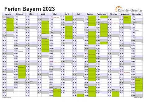 Ferien Bayern 2023 Ferienkalender zum Ausdrucken