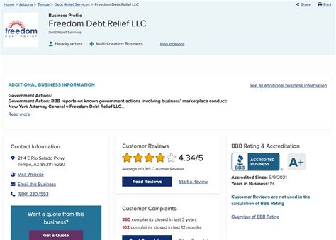 bbb reviews of freedom debt relief