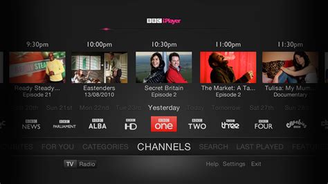 bbc iplayer tv guide categories